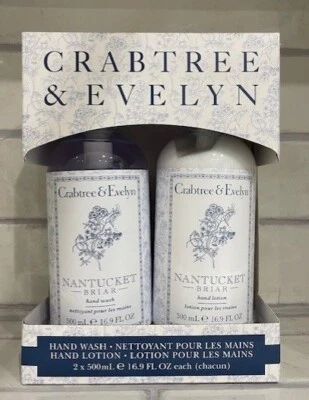 Crabtree & Evelyn Nantucket Briar Hand Lotion & Hand Wash Gift Set, NEW