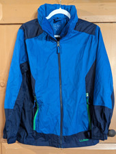 LL Bean Full Zip Windbreaker Jacket XL 18 Youth Hooded Zippered Pockets Blue