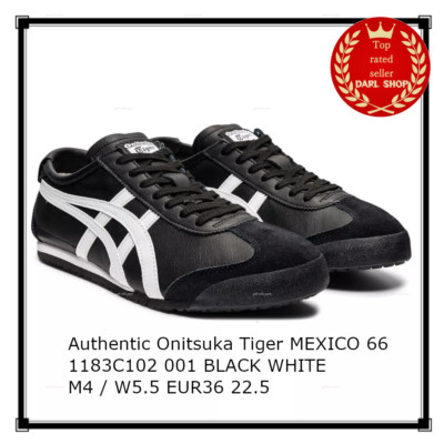 Authentic Onitsuka Tiger MEXICO 66 1183C102 001 BLACK WHITE M4 / W5.5 EUR36 22.5