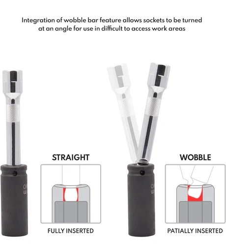 9 pcs Wobble Extension Bar Set 1/4" 3/8" 1/2" Drive Wobble Socket Bars Kit CR-V - Picture 5 of 12