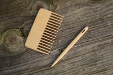 Weaving comb, Nalbinding needle. Handmade