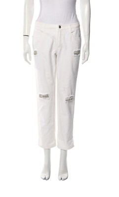 Ermanno Scervino Crystal Embellishments Insert White Jeans  Size I 40 UK 8 US 4 