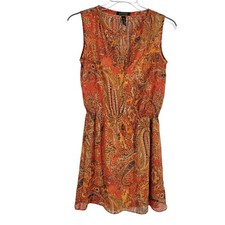 LRL Paisley Dress 4 Sheer Keyhole Cinch Waist Autumn Fairy boho no lining
