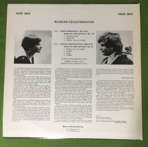 MHS 3829 Prokofiev Shostakovich The Clark-Schuldmann Duo Two Russian Sonatas LP - Picture 2 of 2