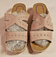 Women's Slip-On Sandals Mauve-color Faux Leather Casual Slid ons NO BRAND/SIZE