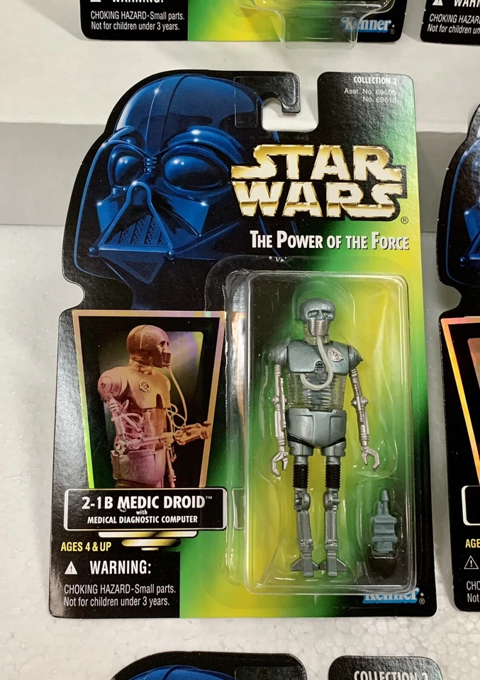 1996 STAR WARS POTF DROIDS ЛОТ (6): 4-LOM, 2-1B MEDIC, ASP-7, R5-D4 НОВЫЙ, ЗАПЕЧАТАННЫЙ! - Изображение 4 из 4