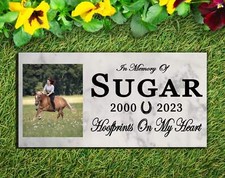 Horse Memorial Plaque   Personalized Marble Pet Tribute With Photo  Dates