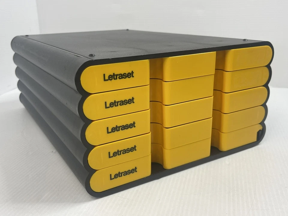 Estuche Letraset 5 cajones negro y amarillo, G&R Association Italia + transferencias en seco Foto 2 de 4