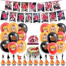 Anime Chainsaw Man Theme Birthday Party Decorate Supplies Set US Seller