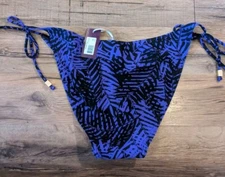 Figleaves Tie Side Classic Swim Brief Bikini Bottoms Size 10 Navy NWT
