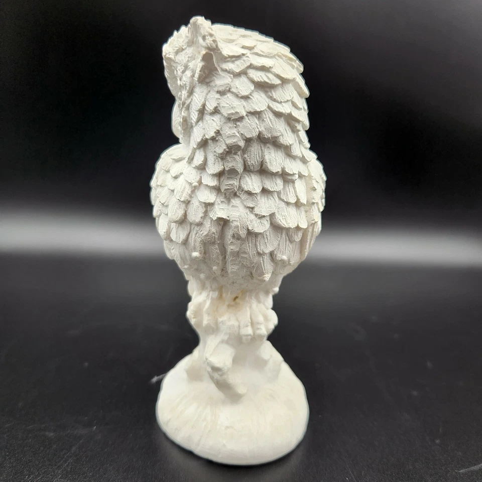 Estatuilla de búho Santini resina tiza blanca firmada por Italia estatua de pájaro preciosa leer Foto 4 de 4