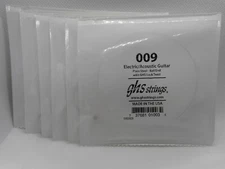 6 pack of GHS 9ga plain guitar strings .009" for acoustic or electric guitar
