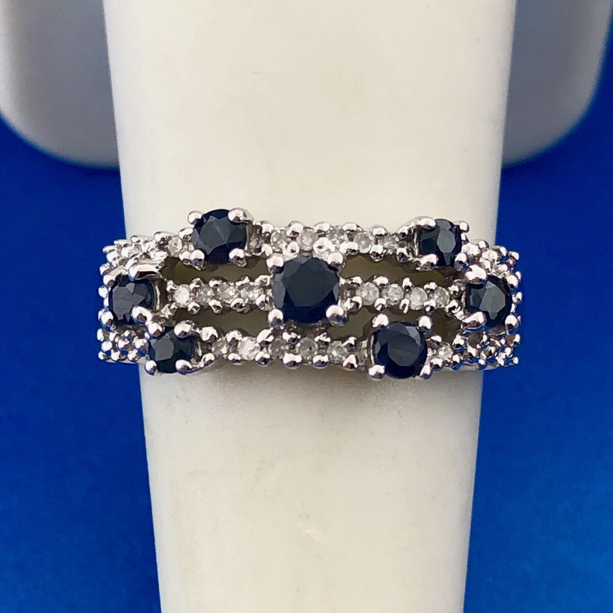 Designer Samuel Aaron THL 10K White Gold Sapphire Diamond Designer Samuel Aaron THL 10K White Gold Sapphire Diamond