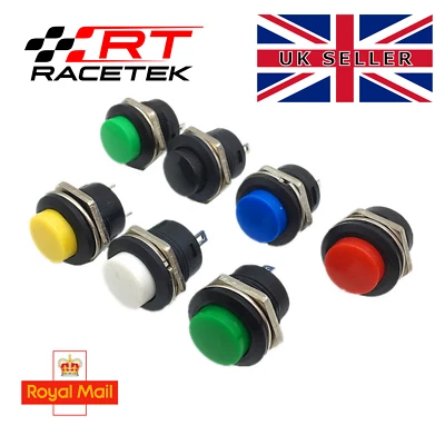 16mm Round Push Button Momentary Switch White Red Green Blue Yellow Car Vehicle