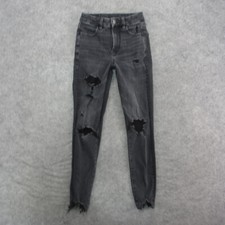 American Eagle Jeans Womens 00 Black Dark Wash Curvy Super Hi-Rise Jegging Jeans