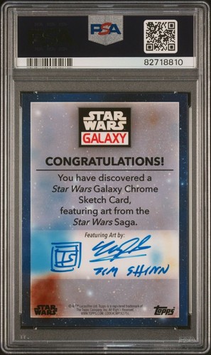 2023 Topps Star Wars Galaxy Chrom Skizze Anakin Clone Wars Tim Shinn 1/1 Auto - Bild 2 von 2