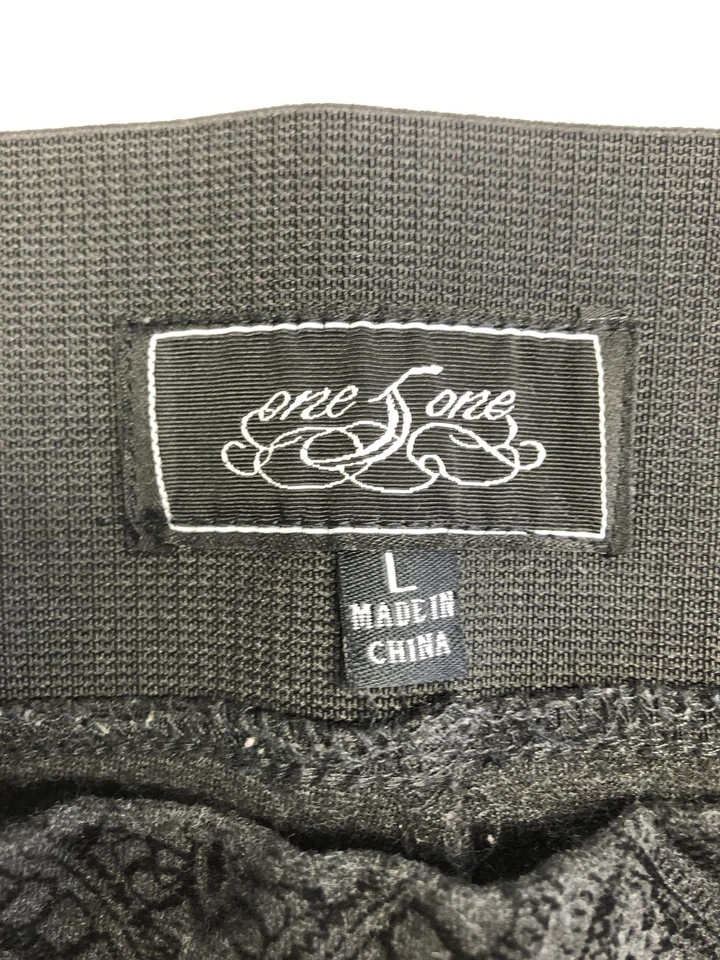 One 5 One Leggings Mujer Grandes Negro Gris Jacquard Tejido Tiro Alto Pantalones Elásticos Foto 4 de 4