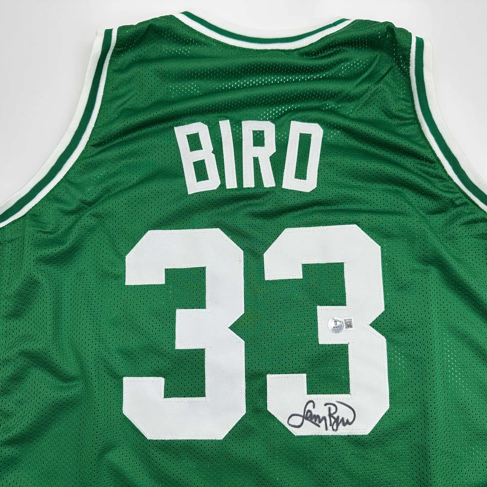 Autographed/Signed Larry Bird Boston Green Basketball Jersey Beckett BAS COA - Image 2 of 4