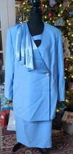 Night Studio New York Skirt Suit Set, Sky Blue Womens 18, Rhinestone 