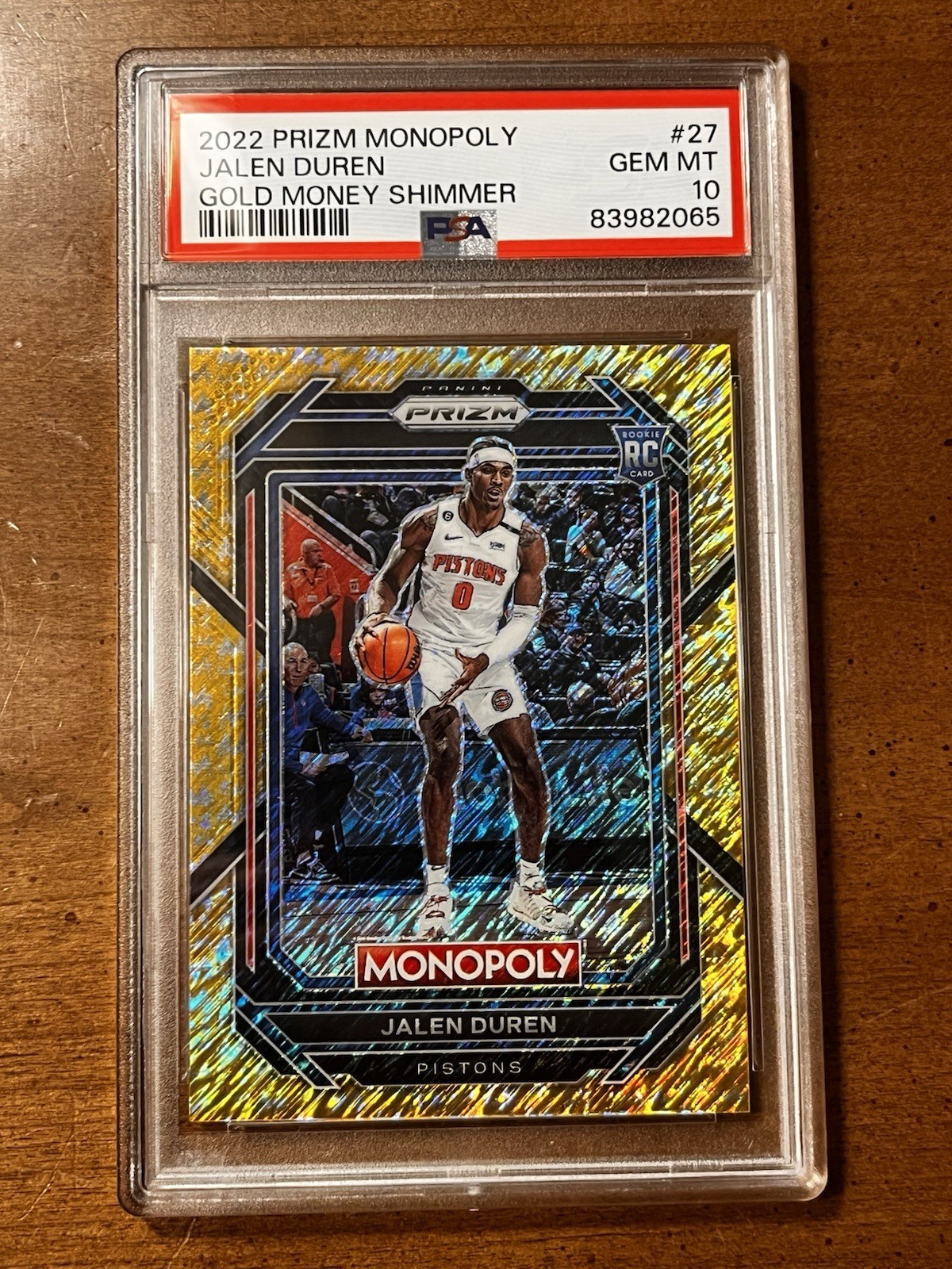 22-23 Panini Prizm Monopoly - Jalen Duren #27 Gold Money Shimmer Prizm /500 (RC)