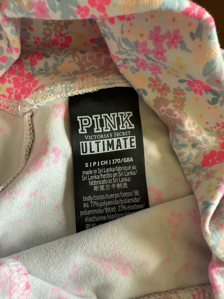 Leggings Victoria’s Secret Rosa Ultimate Blanco Rosa Caliente Pastel Floral Pequeños Foto 3 de 4