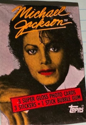 RARE Michael Jackson Red Lip FIRST EDITION PHOTO Card WAX PACK 1984 Topps ERROR