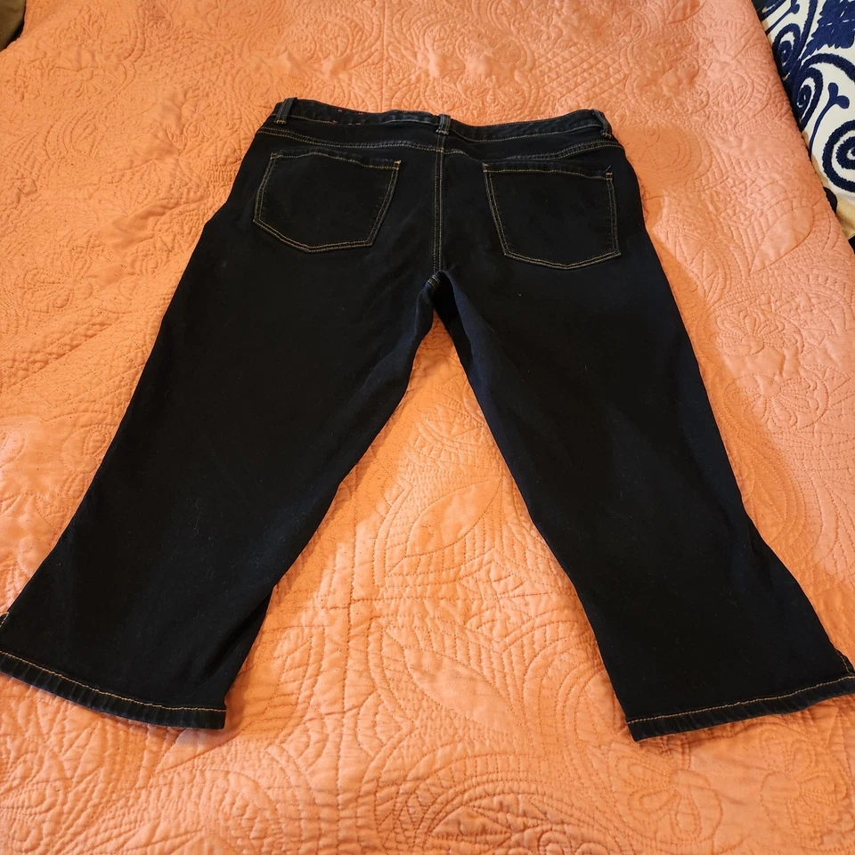TALBOTS Mujer Talla 12 Pedal Empujador Azul Denim Colección Simplemente Favorecedora Capri Foto 4 de 4