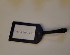 Vera Bradley Authentic Iconic Luggage Tag faux leather Navy color New