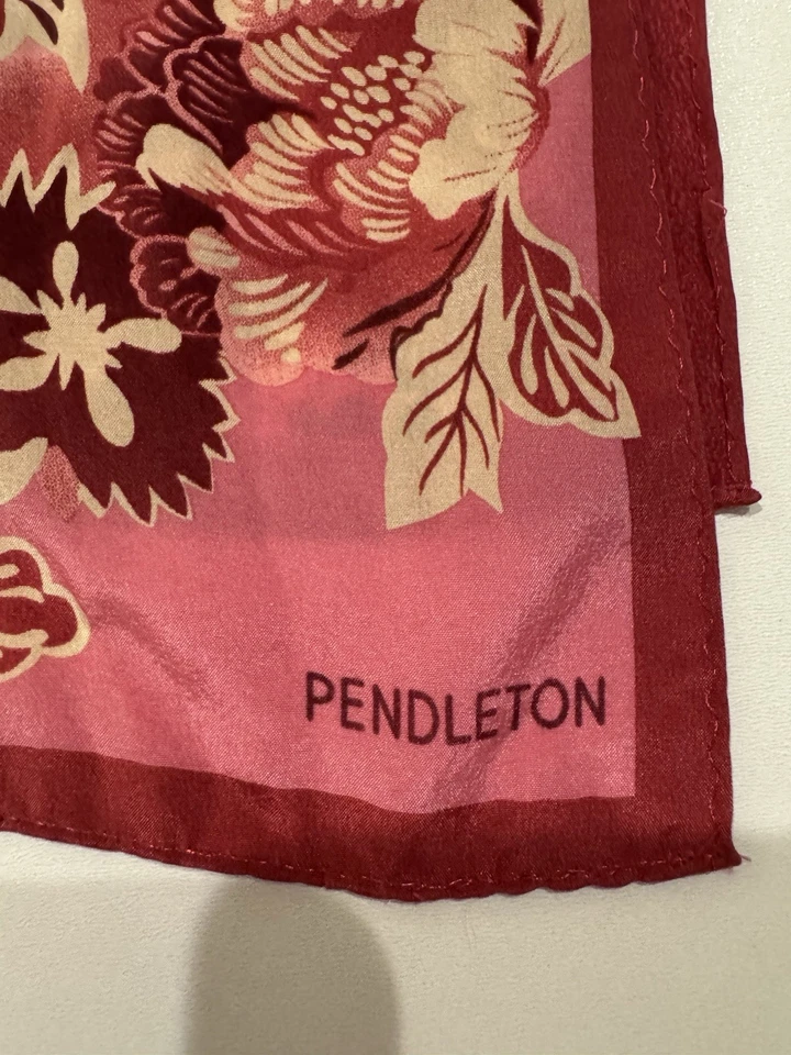 Bufanda floral de seda Pendleton vintage / sarga rosa y marfil Foto 2 de 4