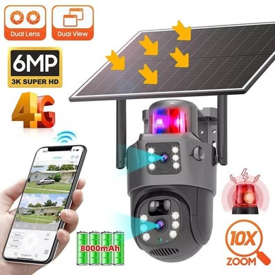 6 MP Nachtsicht Wasserdicht Dual Objektiv SIM-Karte CCTV Überwachungskamera