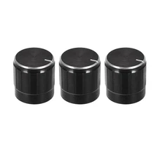 3pcs Potentiometer Knob Knurled Shaft Black 17mmx17mm Volume Control Knob