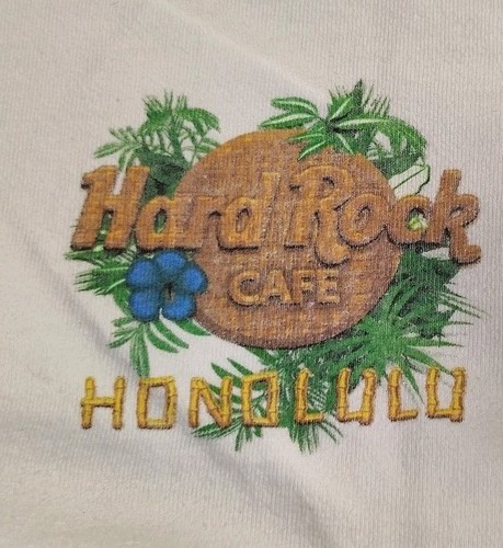 T-shirt Hard Rock Cafe Honolulu Hawaii bianca grafica surfista pesante taglia XL - Foto 3 di 6