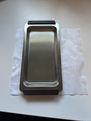 Vintage Voss Denmark Stainless Steel Rectangular Tray w Wood Handles