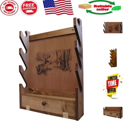 Elegant 4-Gun Wall-Mounted Display Rack - Compartment for Accessories Included