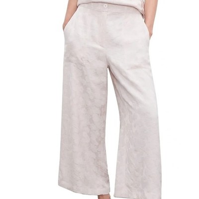 Club Monaco 4 Pale Pink Jacquard Crop Pants Floral Wide Leg Chic
