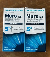 2 Pk Muro 128 Sterile Ophthalmic 5 Sodium Chloride OINTMENT 1/8 Oz. EXP 5/27 