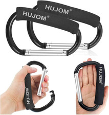 2Pcs Stroller Hooks Large Carabiner Clips for Diaper Bags Purse Shopping Grocery