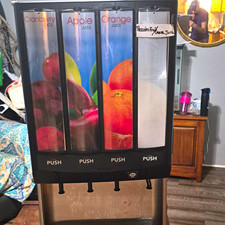 Commercial Cold Multi-Flavor Juice Beverage Dispenser, 4 Bowls, Push Levers