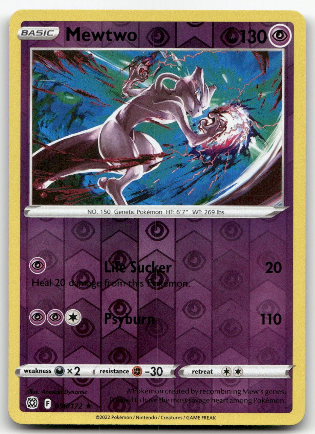 Mewtwo #56/172 (Reverse Holo) (NM) SWSH09: Brilliant Stars SWSH09 Pokemon