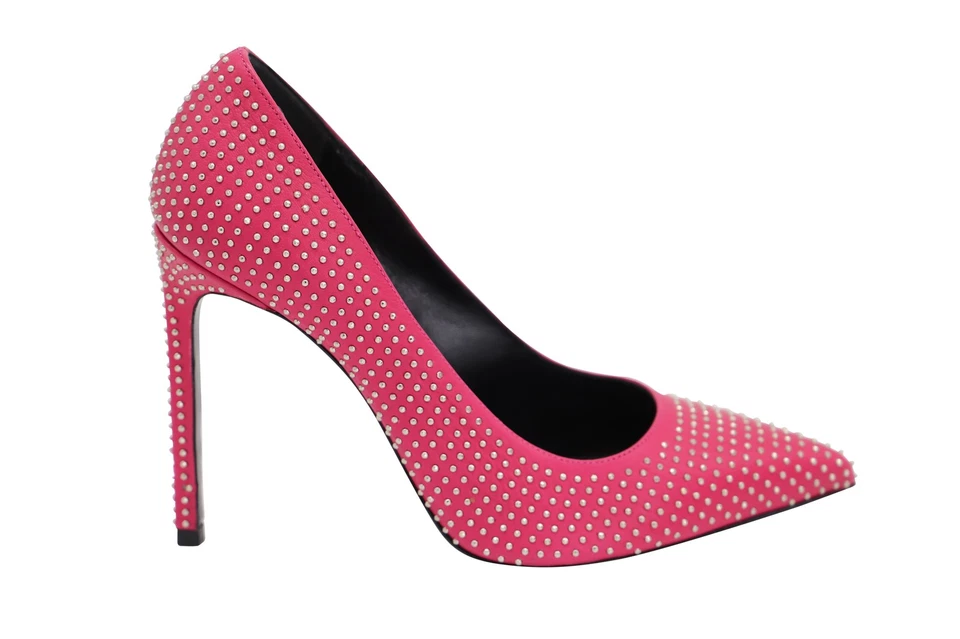 Saint Laurent Studded Pointed Toe Pumps In Leather Women Pink Size 38