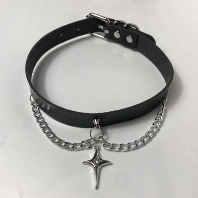 Dunkel Original Punk Vier Sterne Leder Halsband Choker Korte