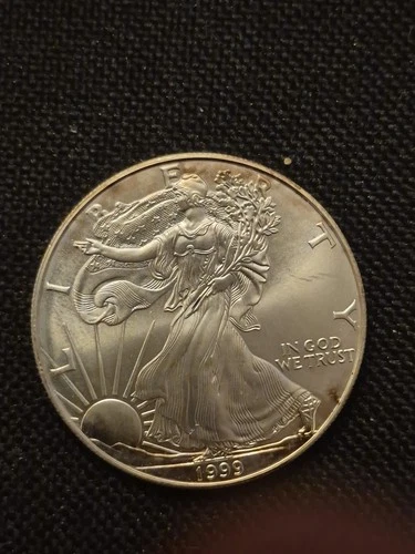 1999 Silver Eagle.  Uncirculated.  1oz Fine Silver. Toned Slightly