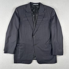 Vtg Hickey Freeman Suit Jacket Men  s 46 Reg Blue Pinstripe Loro Piana Super 150