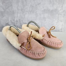 Minnetonka Slippers Womens Size 8 Alpine Sheepskin Blush Pink Suede Cozy Warm