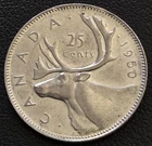 1950 Canada Silver 25-Cent Quarter - HIGH GRADE - 80% Silver