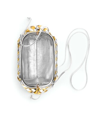 BOTTEGA VENETA Pouch Mini Silver/Gold Shoulder Bag New & Authentic