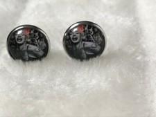 Boucles d'oreilles originales cabochons verre puces Marilyn Monroe smile now