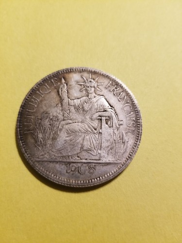 1908 REPUBLIQUE FRANCAISE INDO CHINE TITRE 0 900 POIDS 27 GR.- SILVER - 2 LOT - Picture 7 of 14