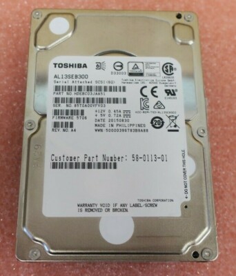 Toshiba AL13SEB300 300GB SAS 10K 6GBPS 2.5" Hard Drive Toshiba AL13SEB300 300GB SAS 10K 6GBPS 2.5" Hard Drive