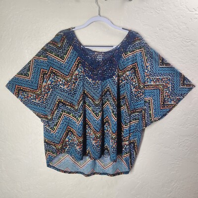 Lavish Plus Lace Front Women's +Size 1X Colorful Short Sleeve Tunic Top